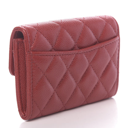 Chanel Caviar Quilted Flap Card Holder Wallet Red 3 of 9