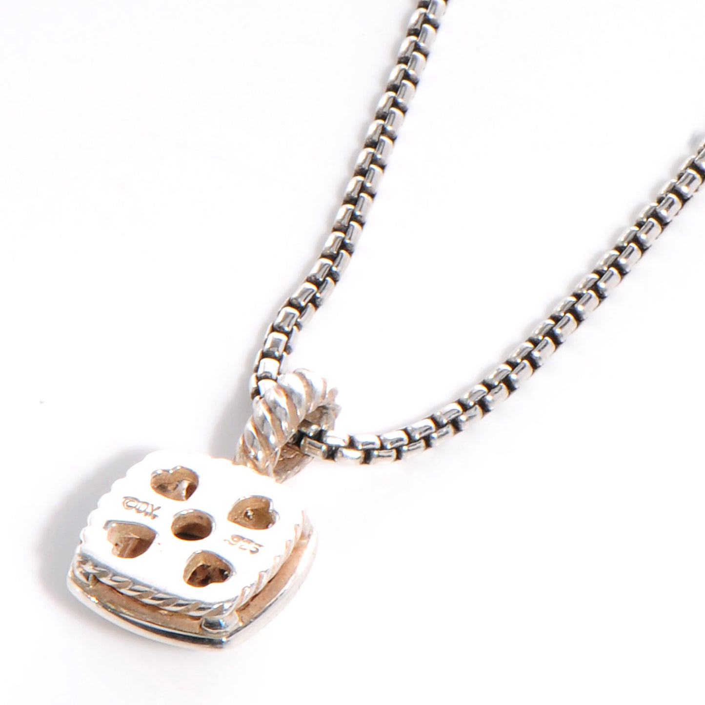 Sterling Silver Diamond Pave 7mm Petite Albion Pendant Necklace