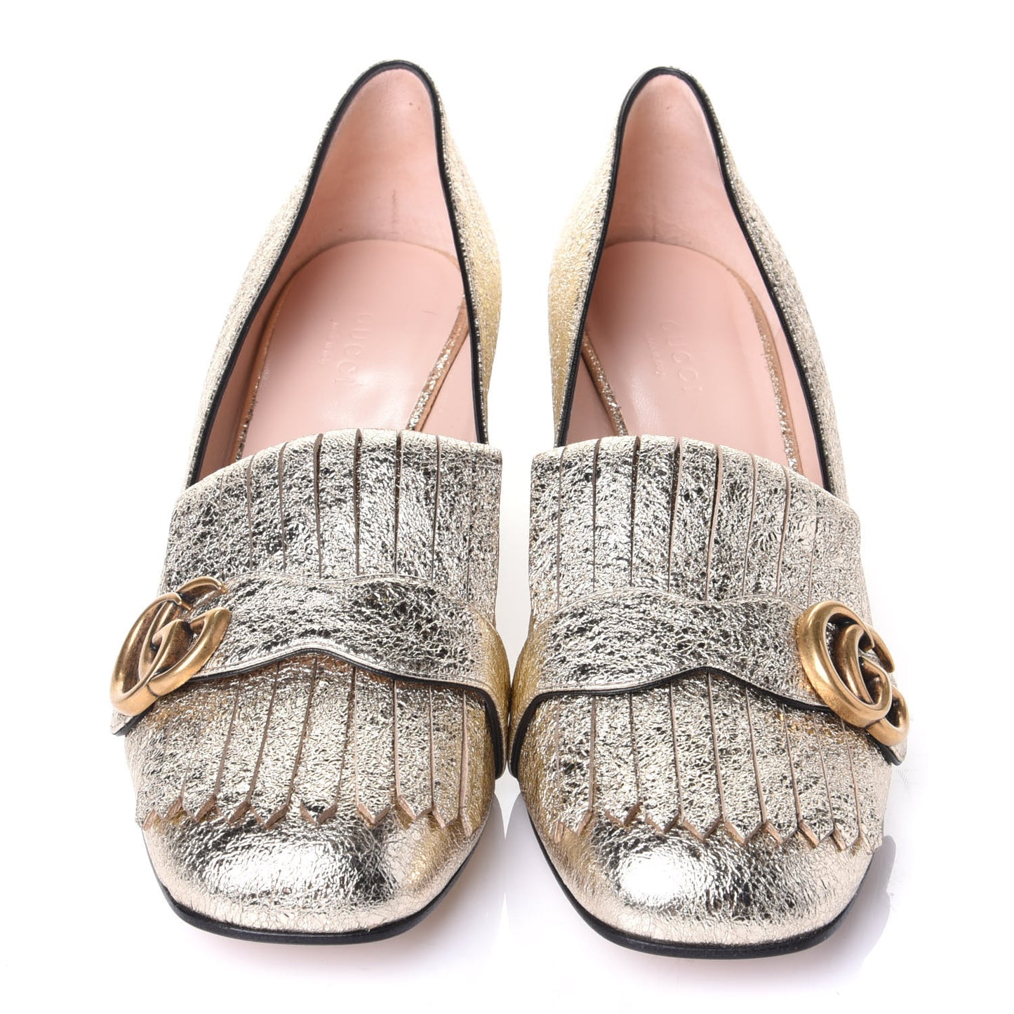 Galassia GG Marmont Fringe 50mm Loafer Pumps 40 Platino
