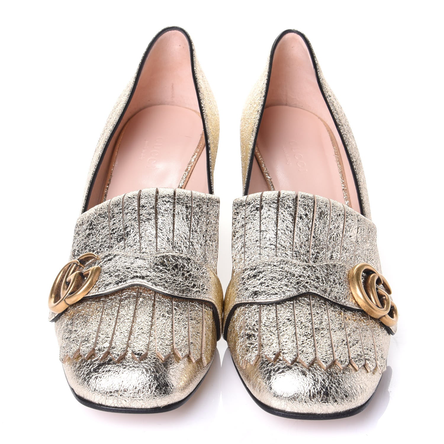 Gucci Galassia GG Marmont Fringe 50mm Loafer Pumps 40 Platino 5 of 11