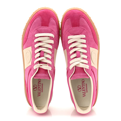 Valentino Garavani Suede Calfskin Womens Upvillage Crosta Low Top Sneakers 40 Pink Ivory 2 of 10
