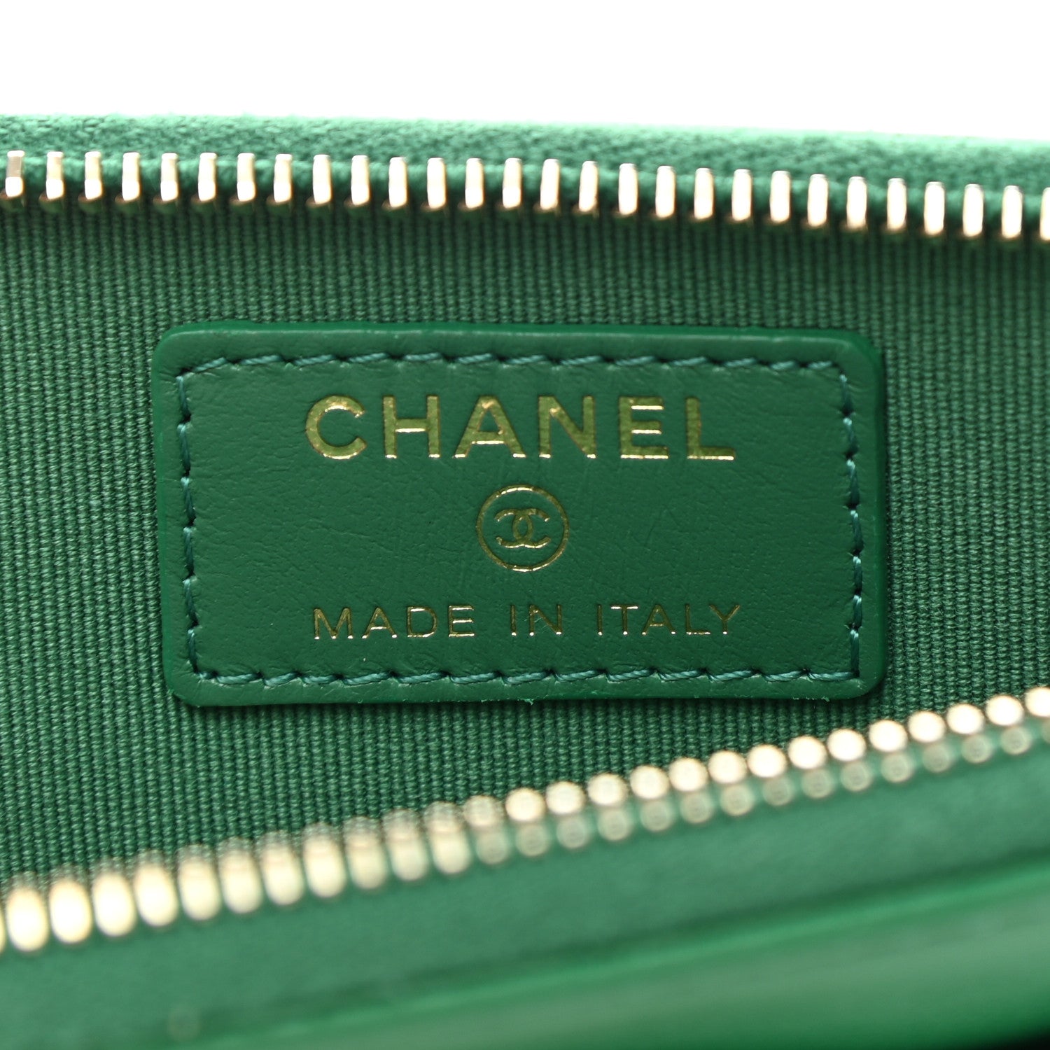 Chanel Lambskin Quilted Chanel 19 Zip Card Holder Wallet Green 6 of 8