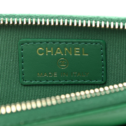 Chanel Lambskin Quilted Chanel 19 Zip Card Holder Wallet Green 6 of 8