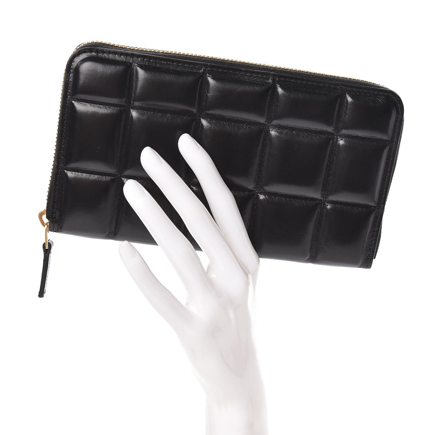 Bottega Veneta Calfskin Padded Paper Zip Wallet Black 2 of 7