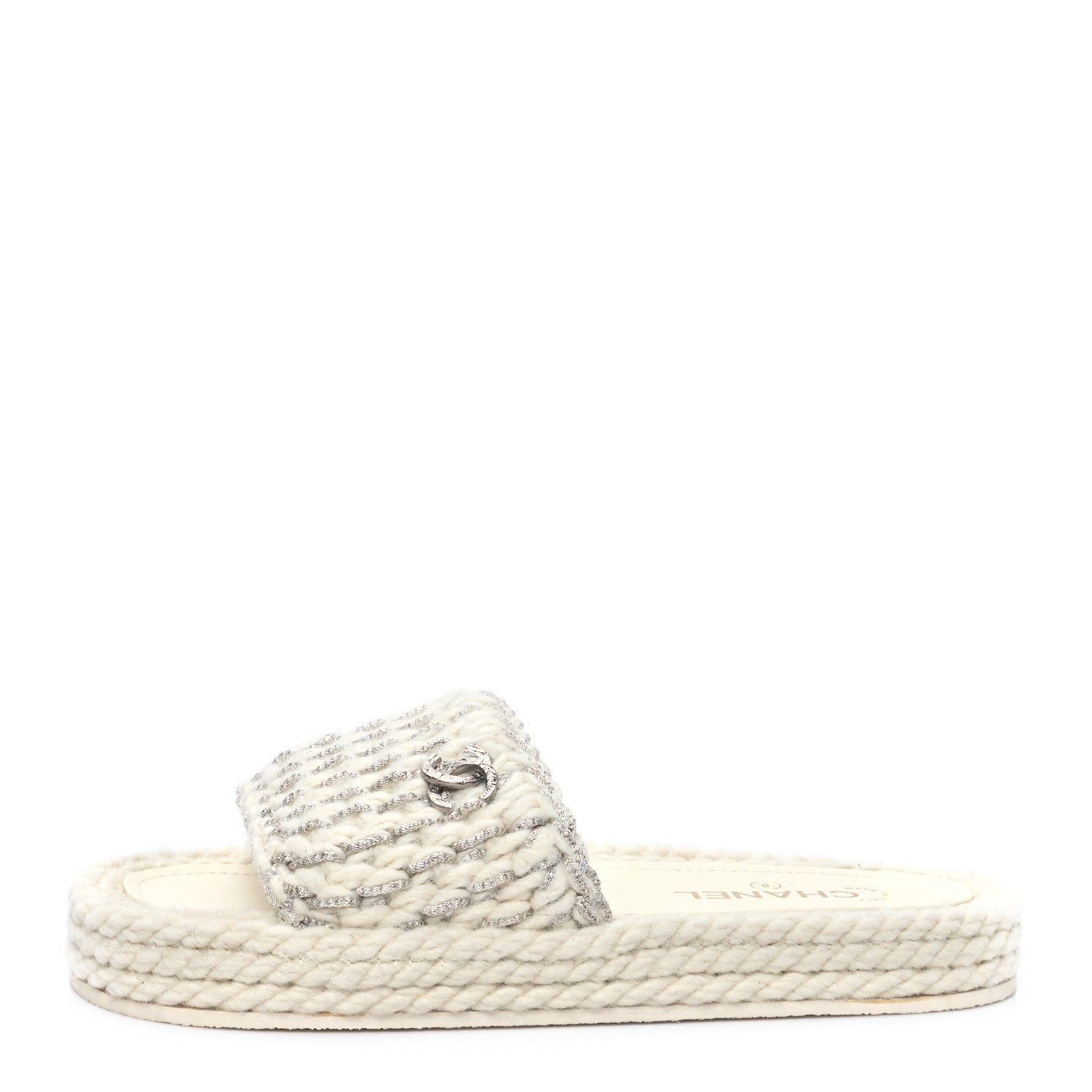 Chanel Braided Knit CC Mules 40 Ecru 1 of 9