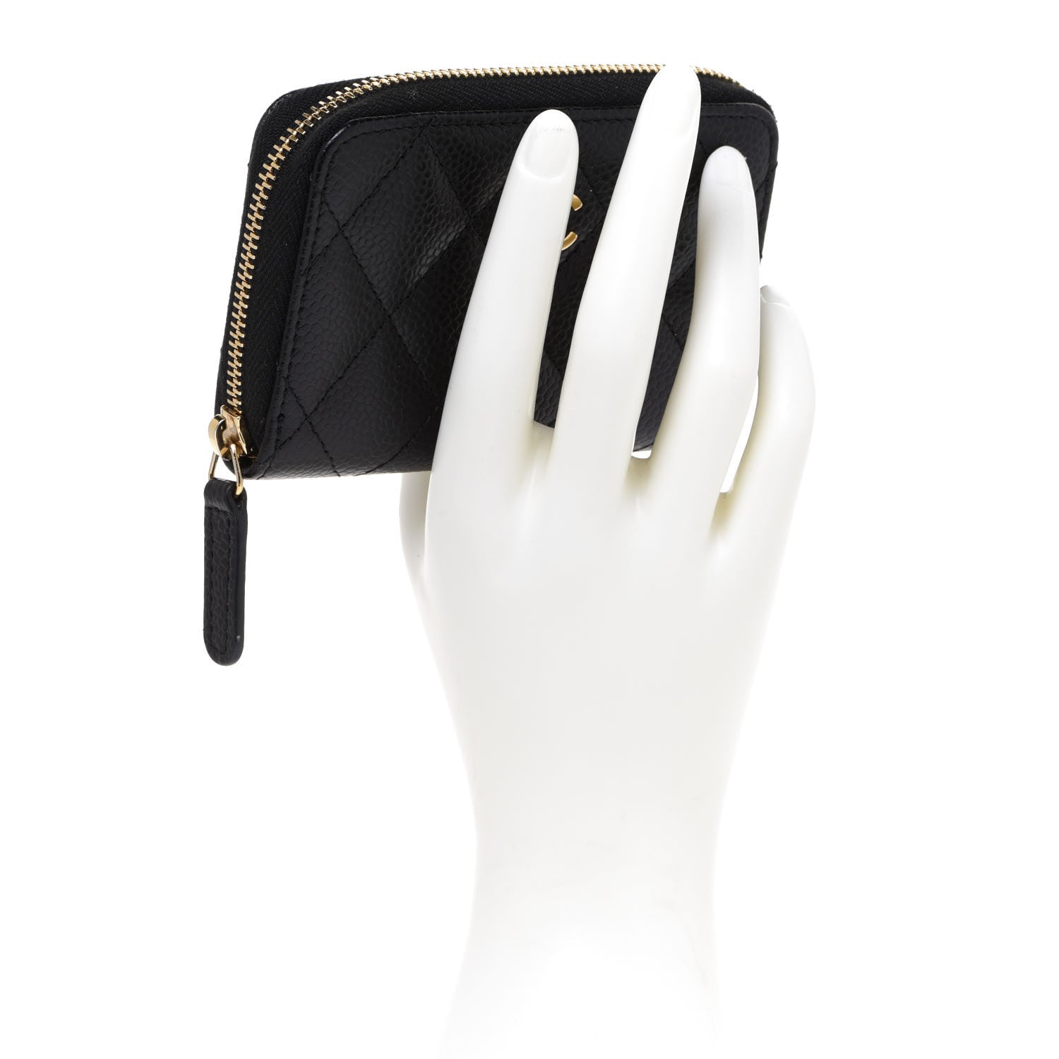 Chanel Caviar Quilted Zip Coin Purse Black 2 of 9