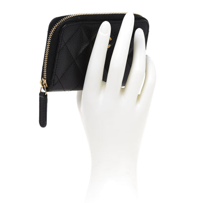 Chanel Caviar Quilted Zip Coin Purse Black 2 of 9