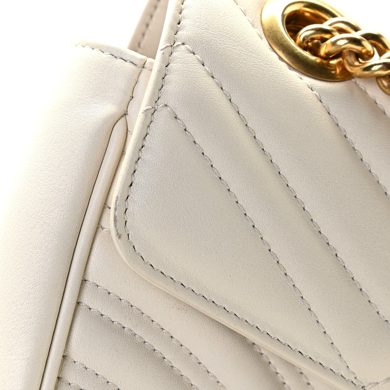 Gucci Calfskin Matelasse Small GG Marmont Shoulder Bag White 6 of 9