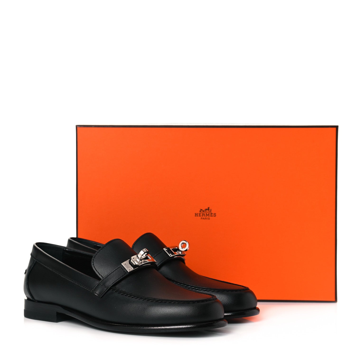 Hermes Calfskin Womens Destin Loafer 36 Black 7 of 7