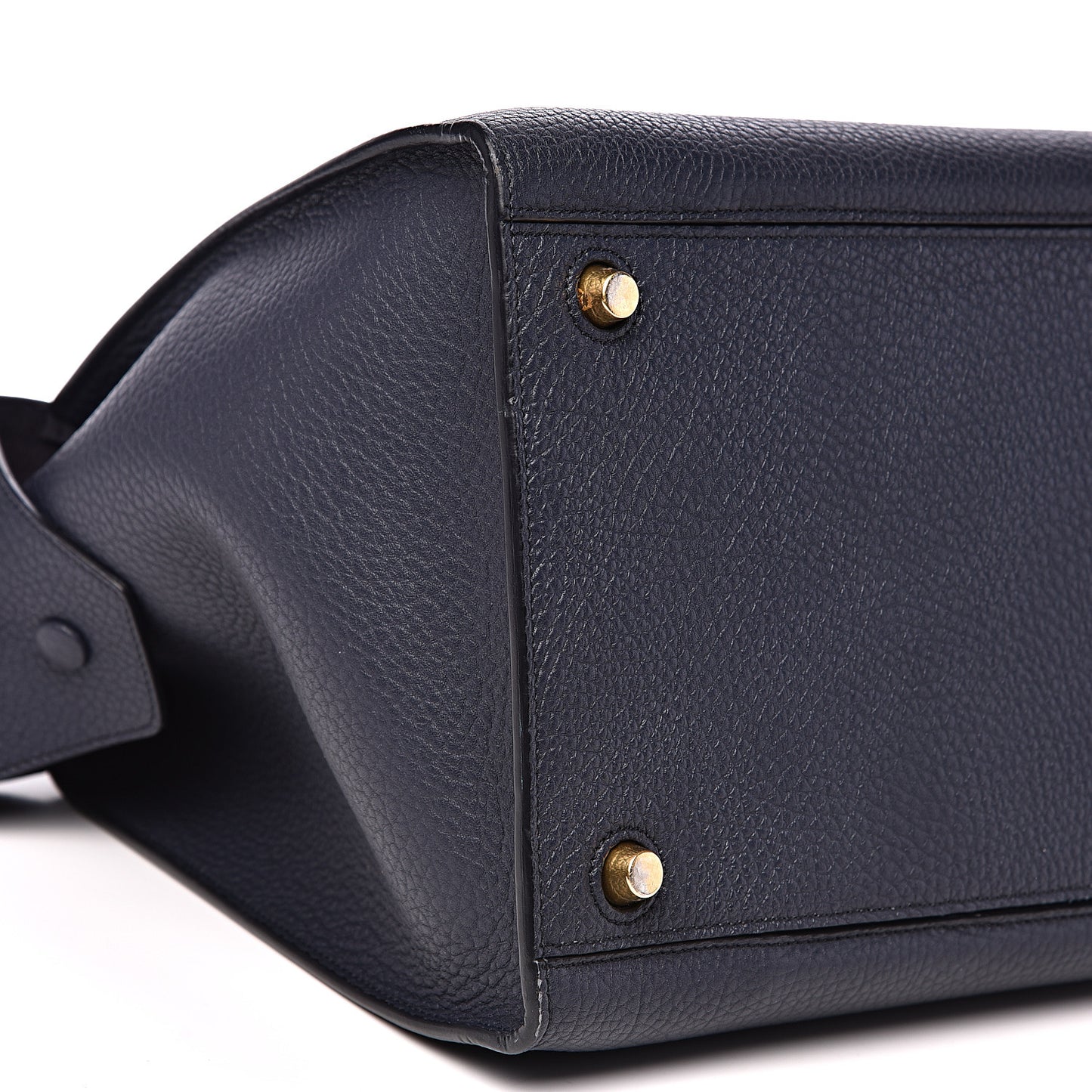 Bullhide Calfskin Medium Ring Bag Navy Blue