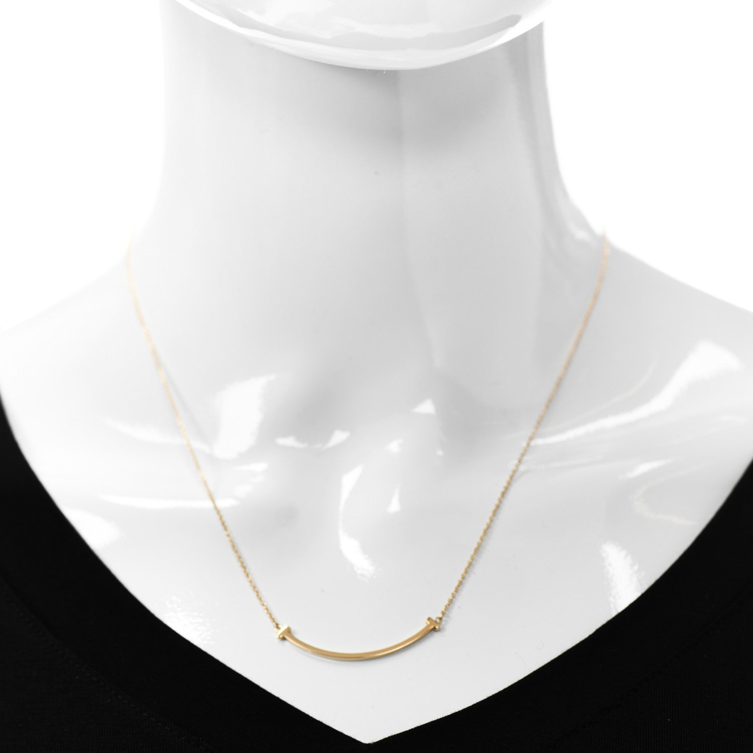 Tiffany 18K Yellow Gold Small T Smile Pendant Necklace 2 of 6
