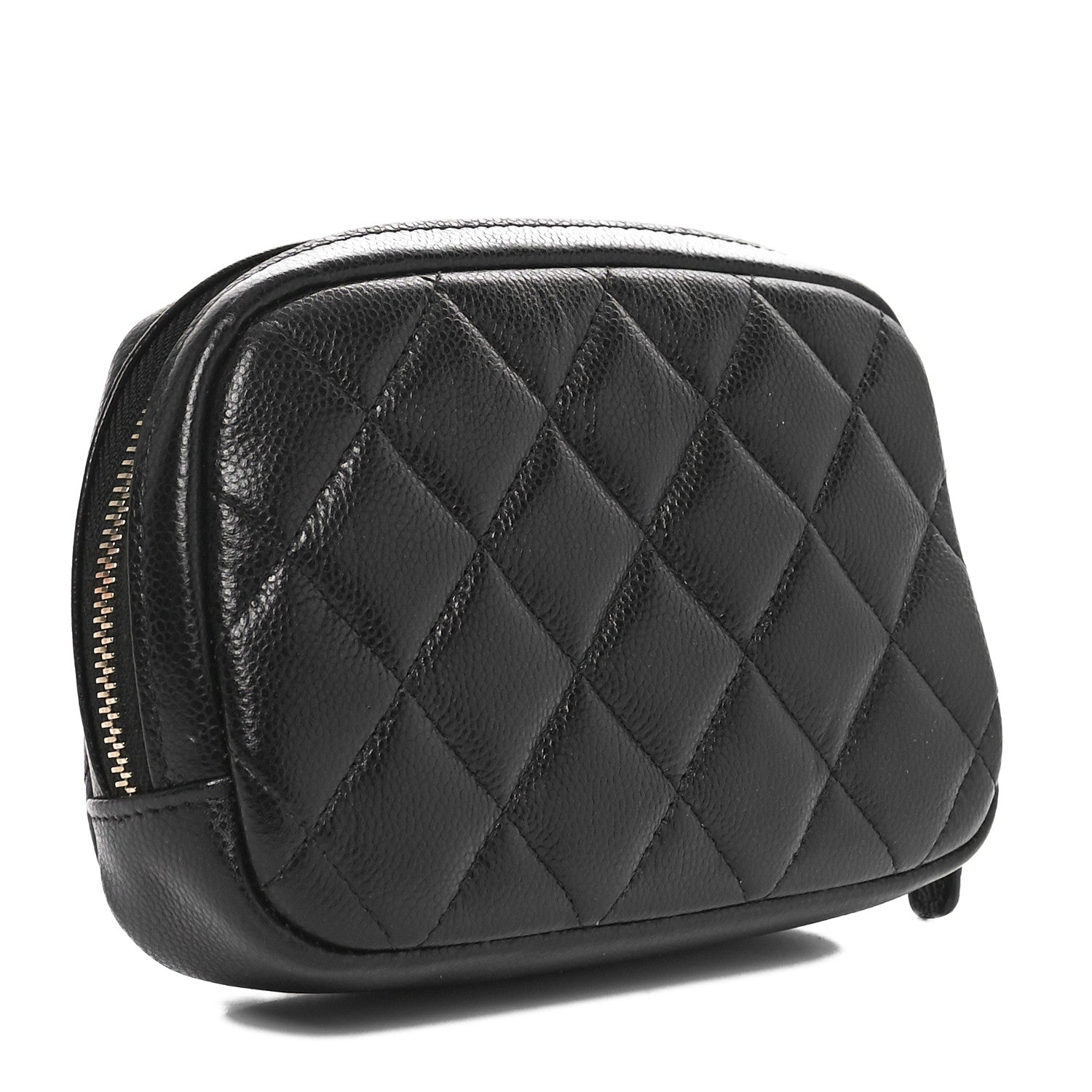 Chanel Caviar Quilted Small Curvy Pouch Cosmetic Case Black 3 of 10