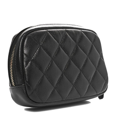 Chanel Caviar Quilted Small Curvy Pouch Cosmetic Case Black 3 of 10