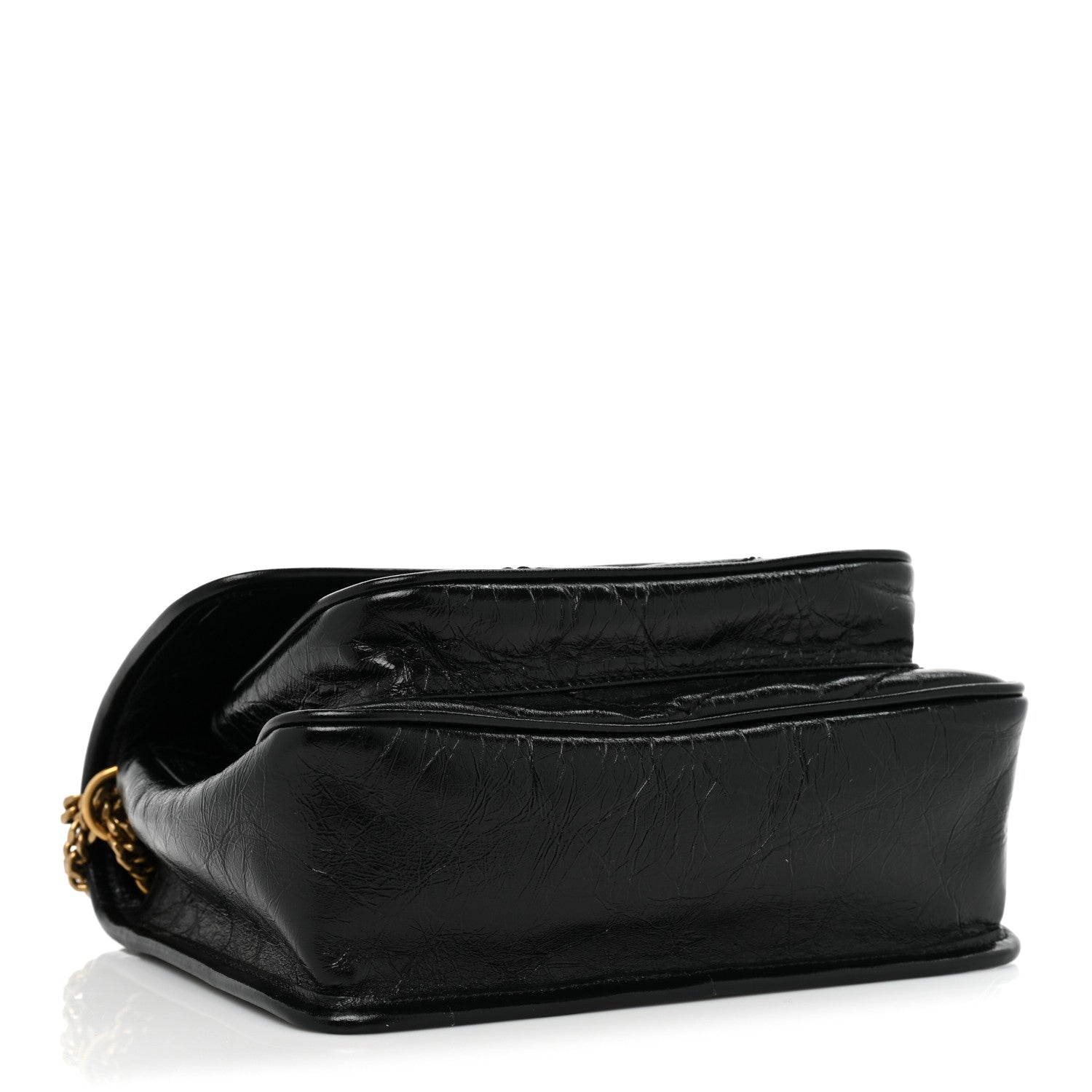 Saint Laurent Crinkled Lambskin Matelasse Monogram Baby Niki Chain Satchel Black 4 of 10