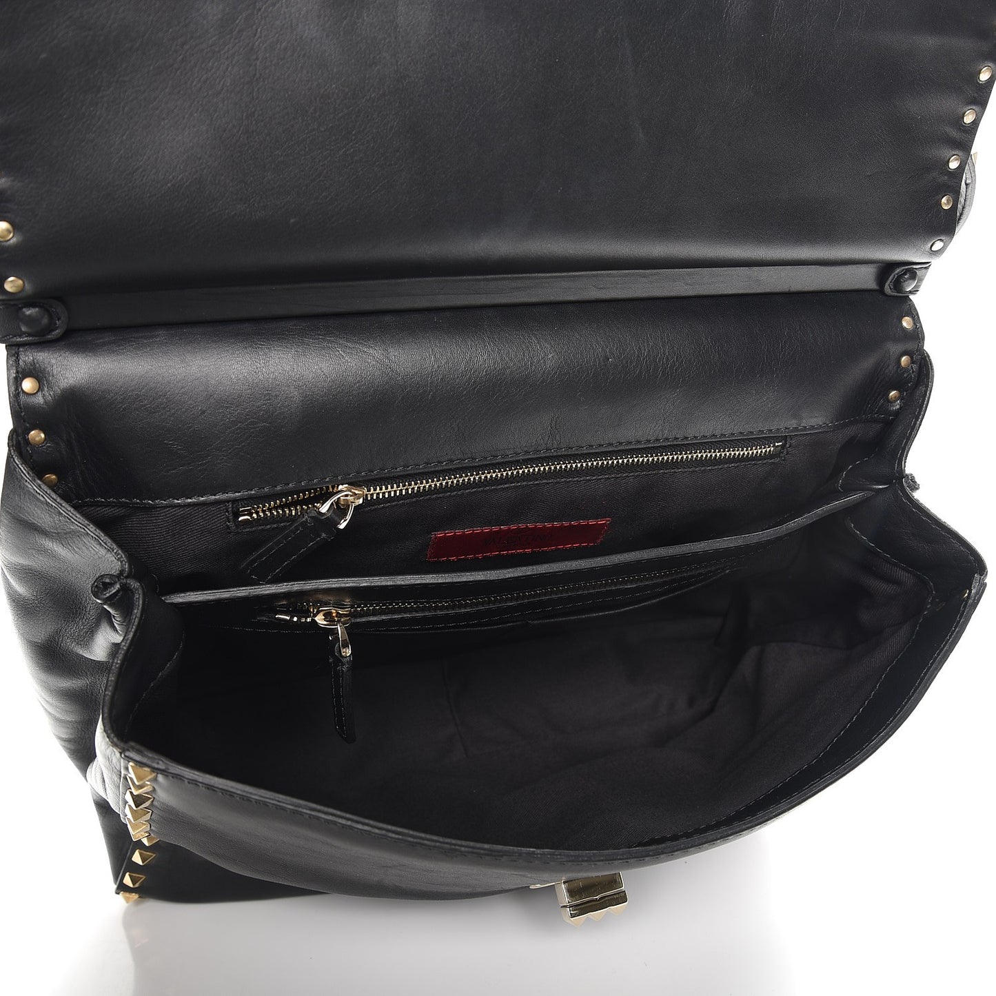 Nappa Rockstud Frame Handle Bag Black