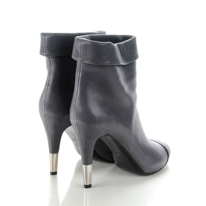 Chanel Lambskin CC Cap Toe Ankle Boots 39 Grey 4 of 9