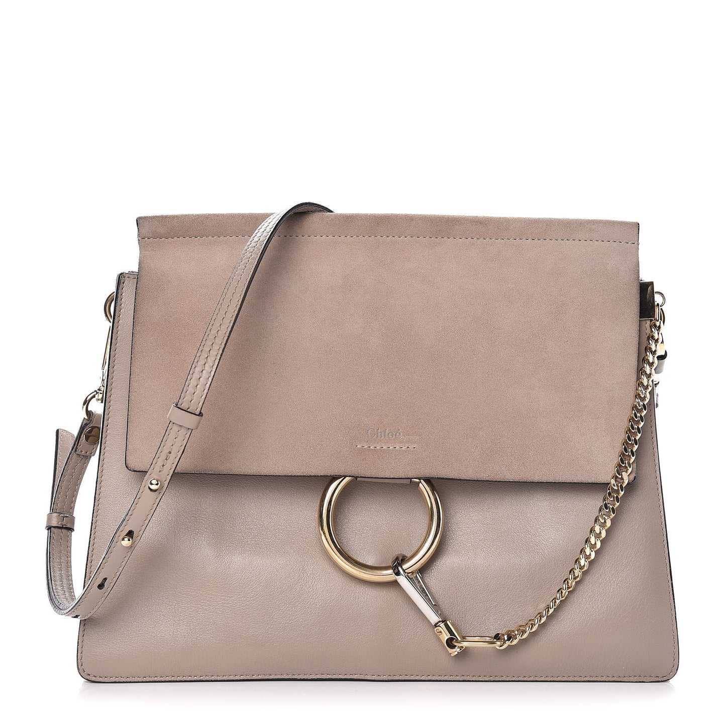 Calfskin Suede Medium Faye Shoulder Bag Motty Grey