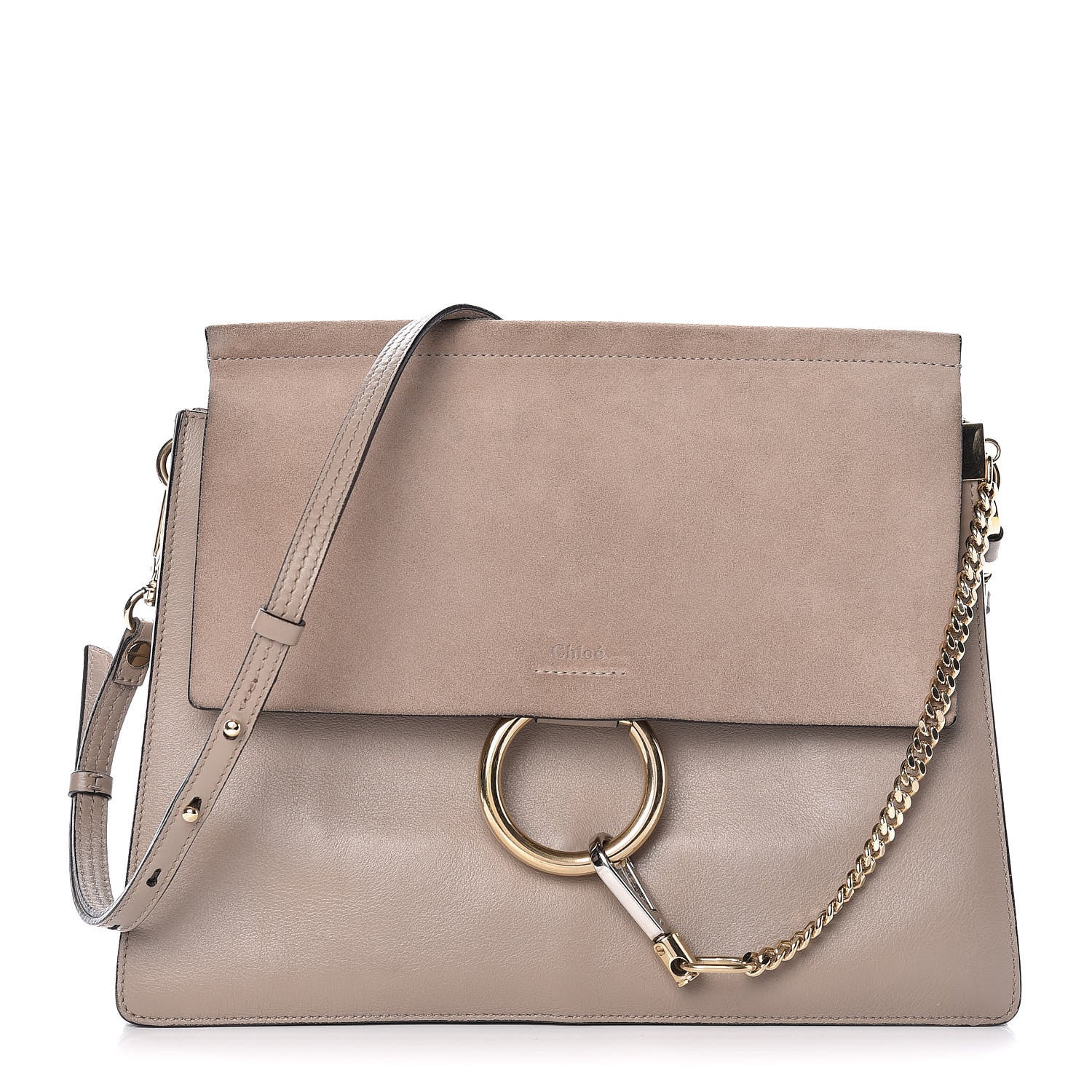 Chloe Calfskin Suede Medium Faye Shoulder Bag Motty Grey 1 of 23