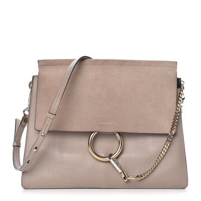 Chloe Calfskin Suede Medium Faye Shoulder Bag Motty Grey 1 of 23