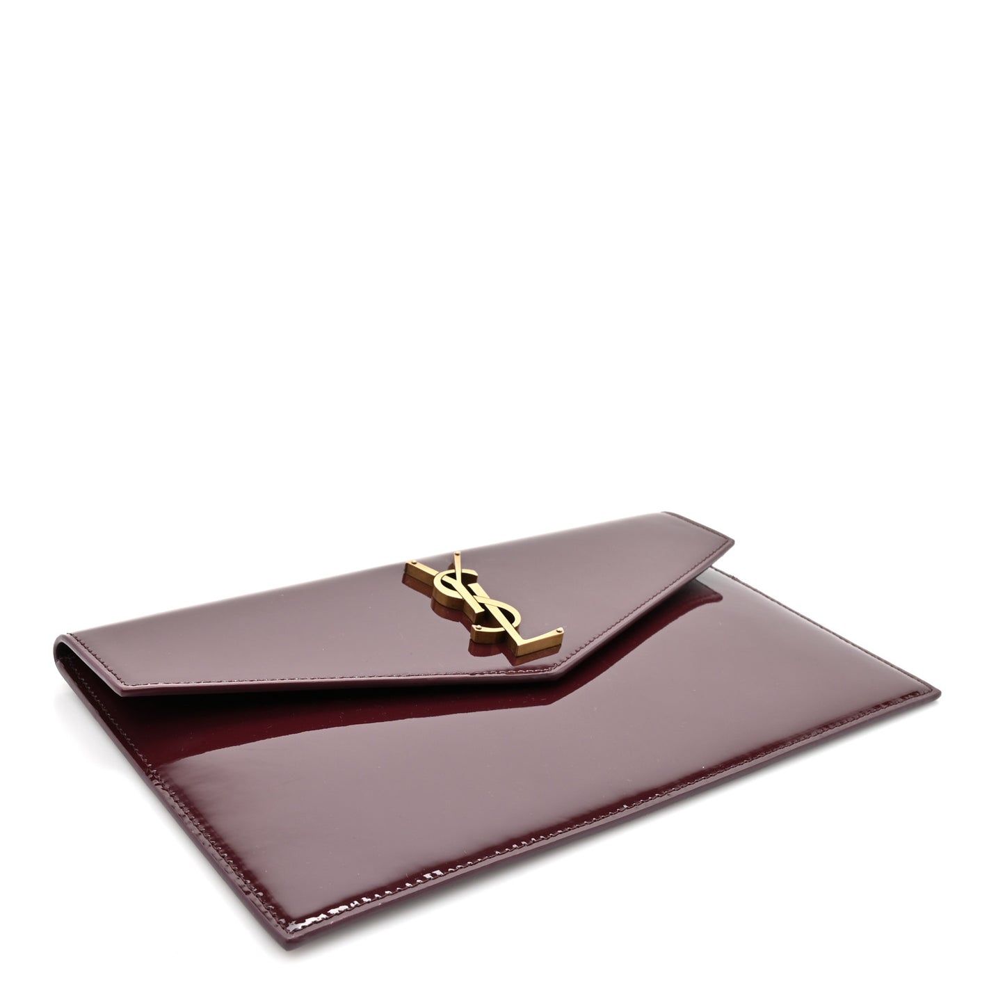 Patent Calfskin Monogram Uptown Clutch Dark Red Wine