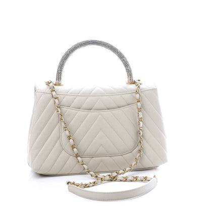 Chanel Caviar Lizard Chevron Quilted Small Coco Handle Flap Ivory 2 of 11