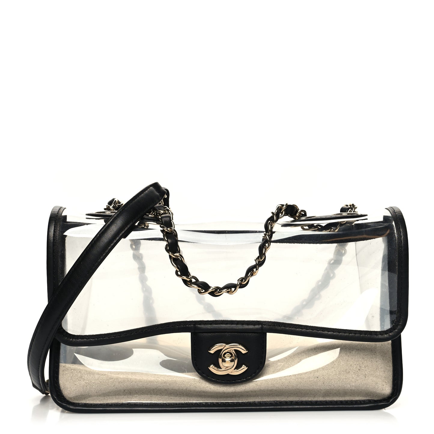 Lambskin PVC Medium Sand By The Sea Flap Black