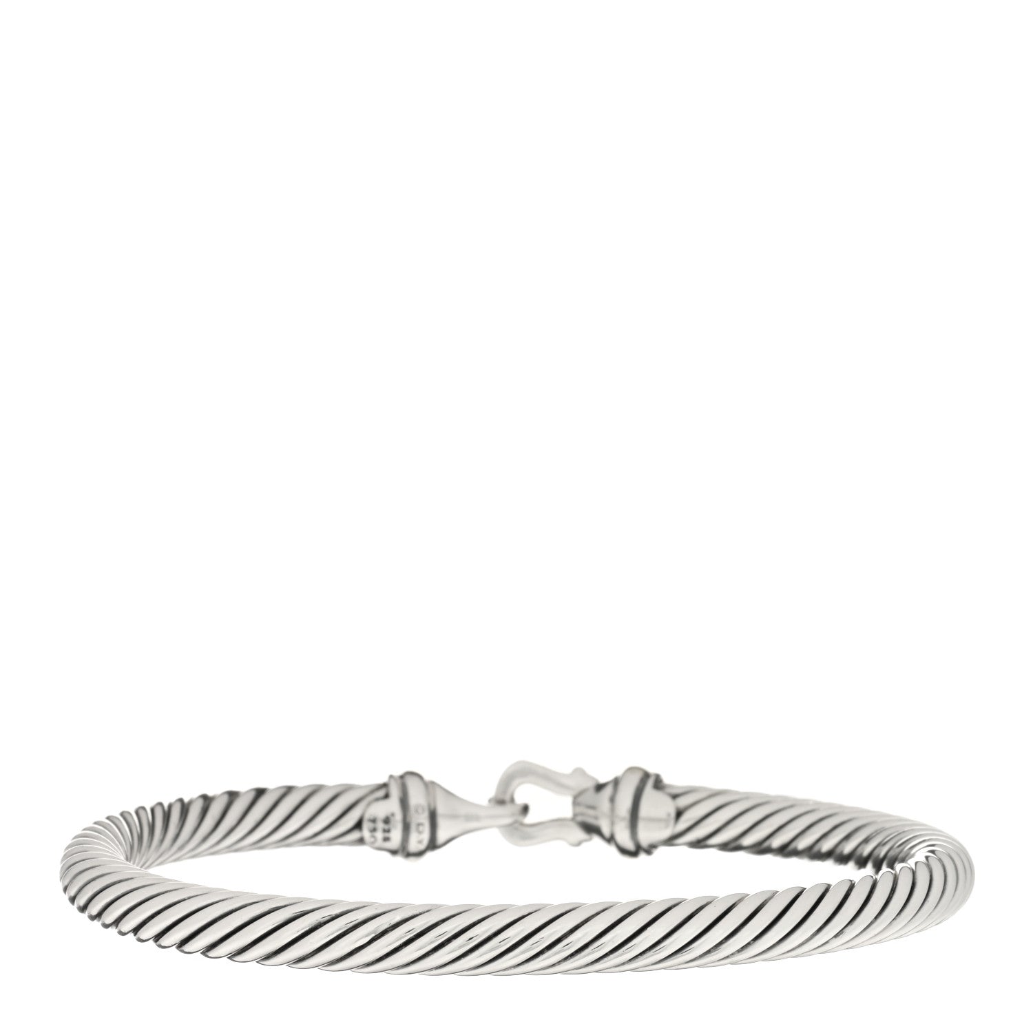 David Yurman Sterling Silver 18K Yellow Gold 5mm Cable Classic Buckle Bracelet 2 of 3