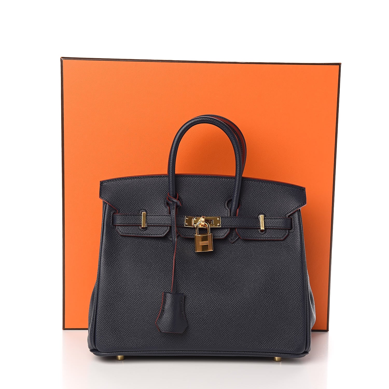 Hermes Epsom Contour Birkin 25 Bleu Indigo Rouge H 34 of 34