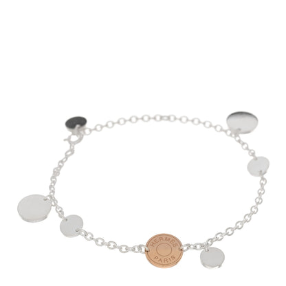Hermes Sterling Silver 18K Rose Gold Confettis Bracelet ST 1 of 3