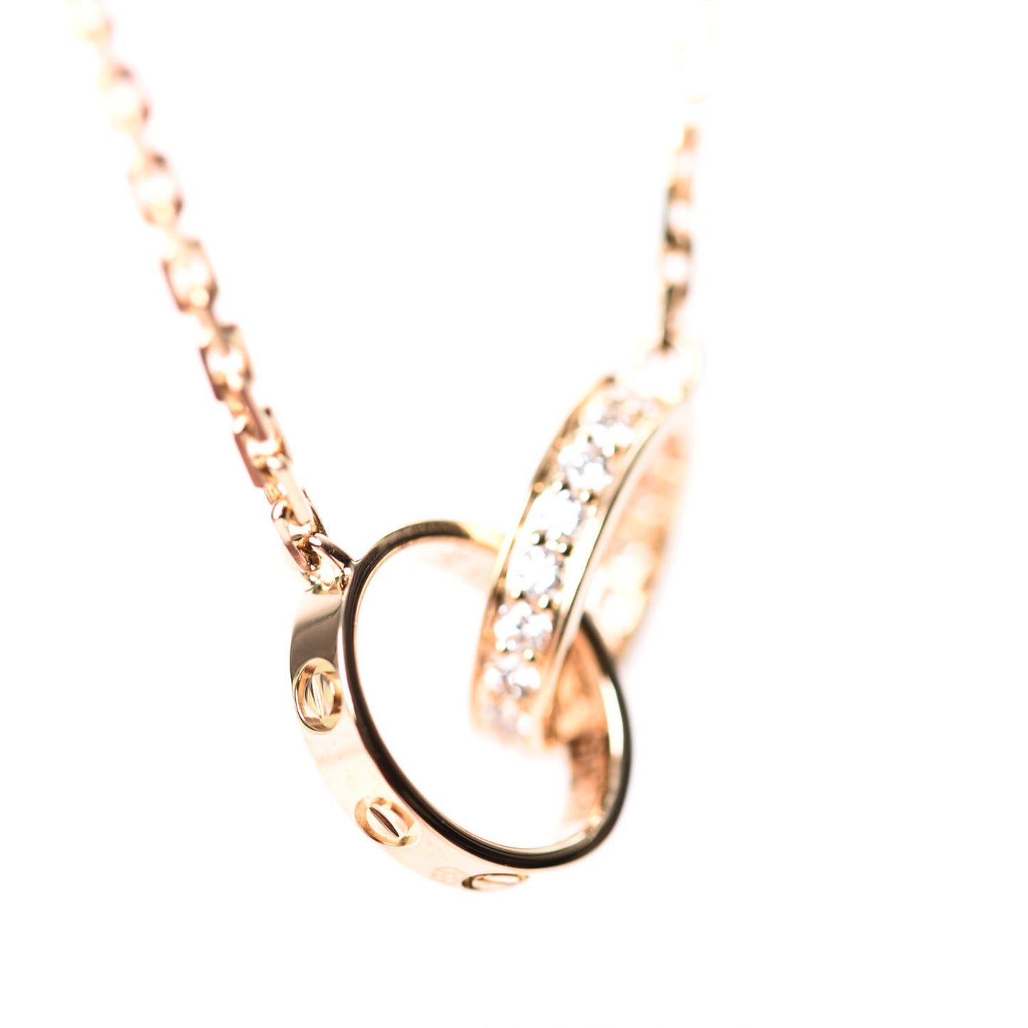 18K Yellow Gold Diamond Interlocking LOVE Necklace