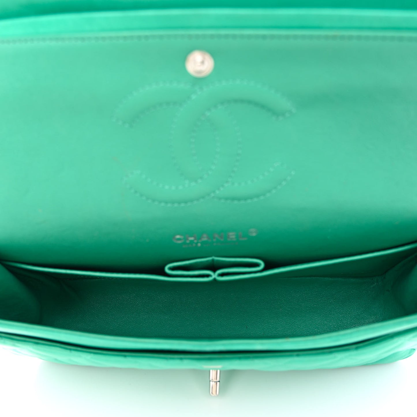 Lambskin Quilted Medium Double Flap Green