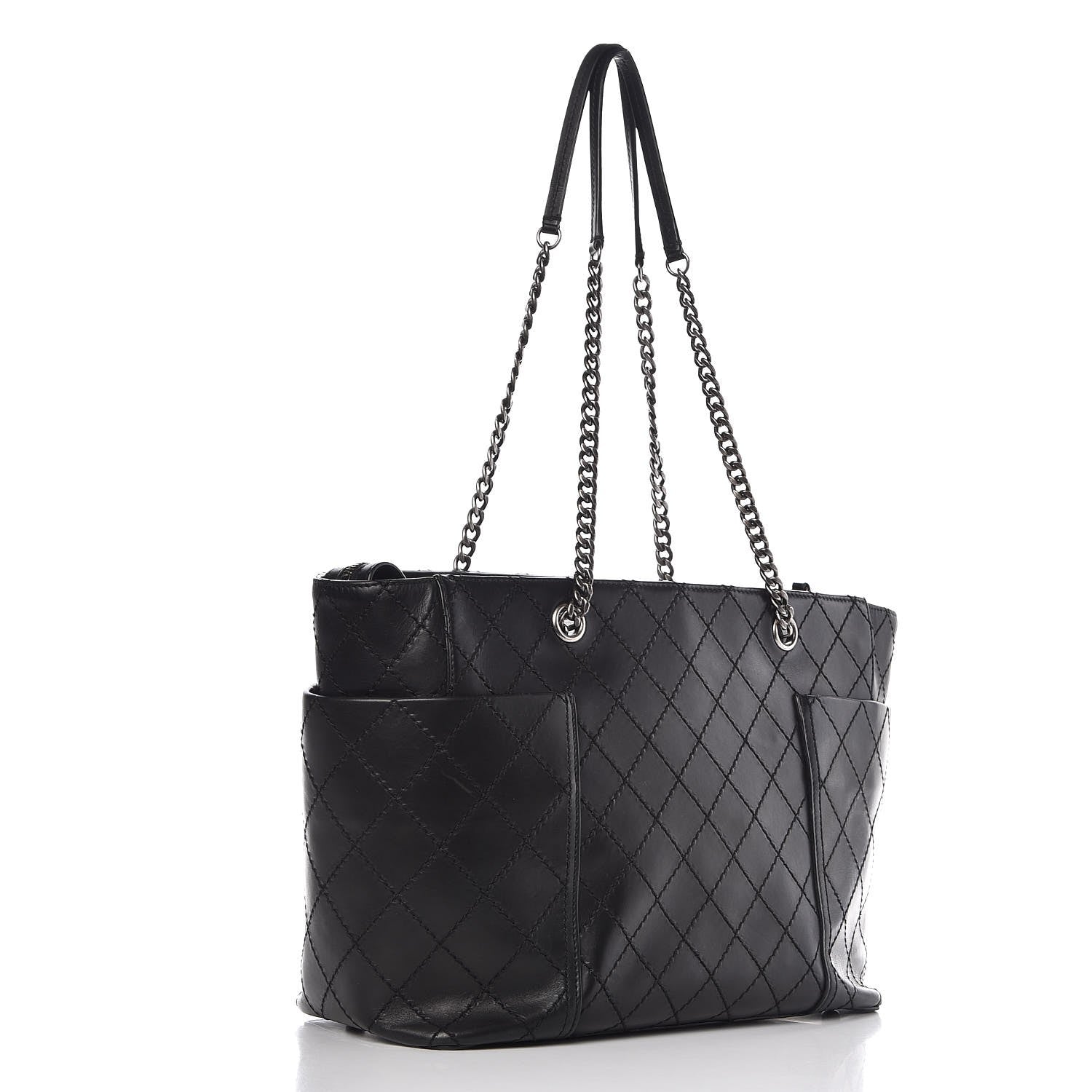 Chanel Lambskin Stitched Shopping Tote Black 2 of 10