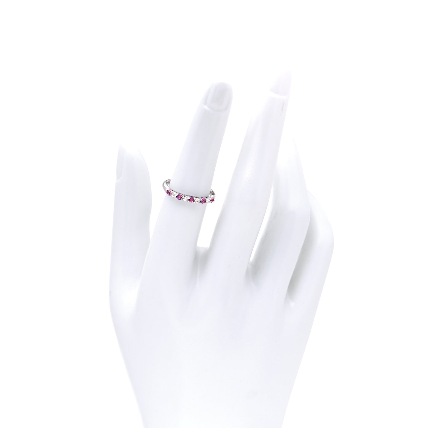 Platinum Diamond Pink Sapphire 2.2mm Embrace Half Circle Ring 52 6