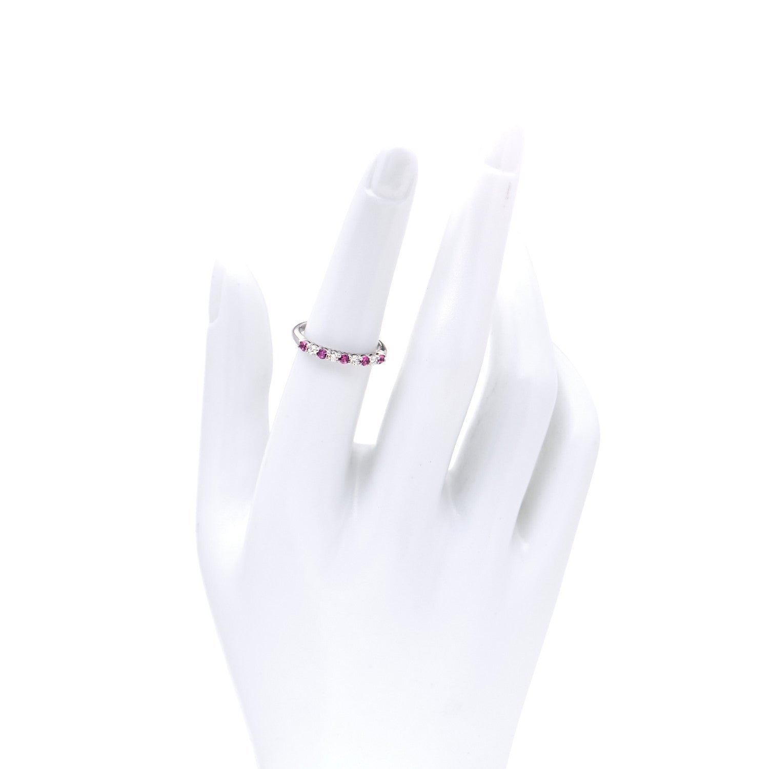 Tiffany Platinum Diamond Pink Sapphire 2.2mm Embrace Half Circle Ring 52 6 2 of 7