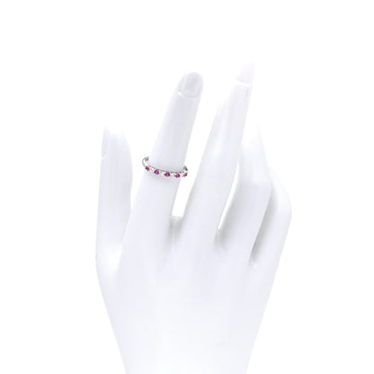 Tiffany Platinum Diamond Pink Sapphire 2.2mm Embrace Half Circle Ring 52 6 2 of 7