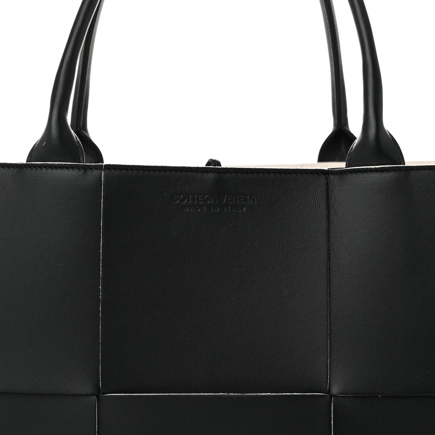 Nappa Maxi Intrecciato Medium Arco Tote Black White