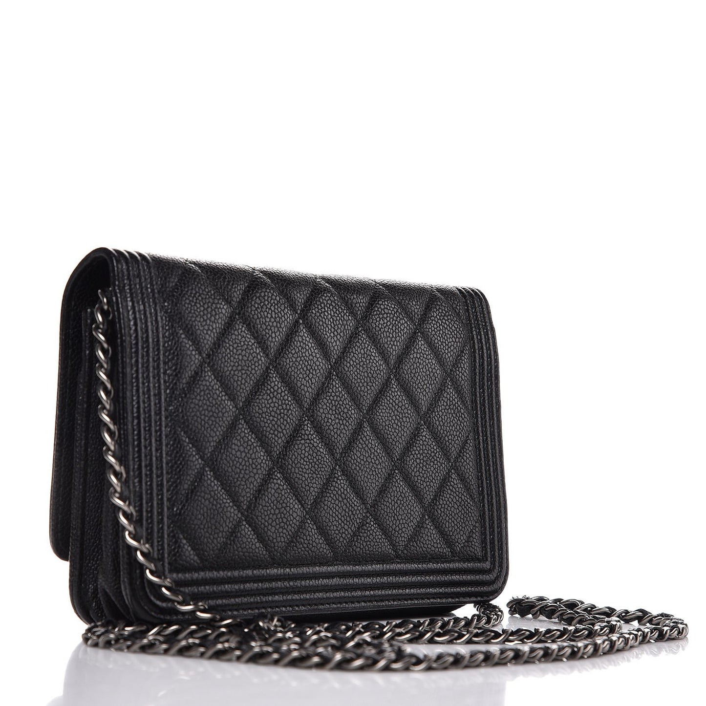 Caviar Quilted Boy Wallet On Chain WOC Black