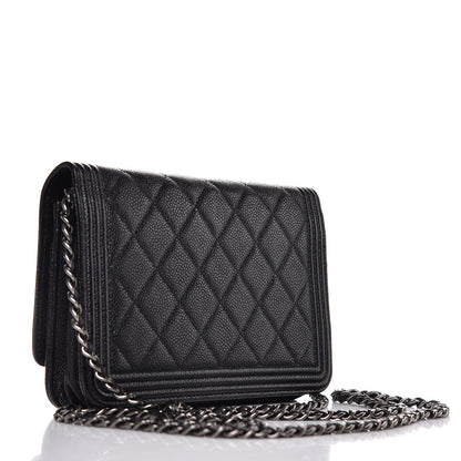 Chanel Caviar Quilted Boy Wallet On Chain WOC Black 3 of 9