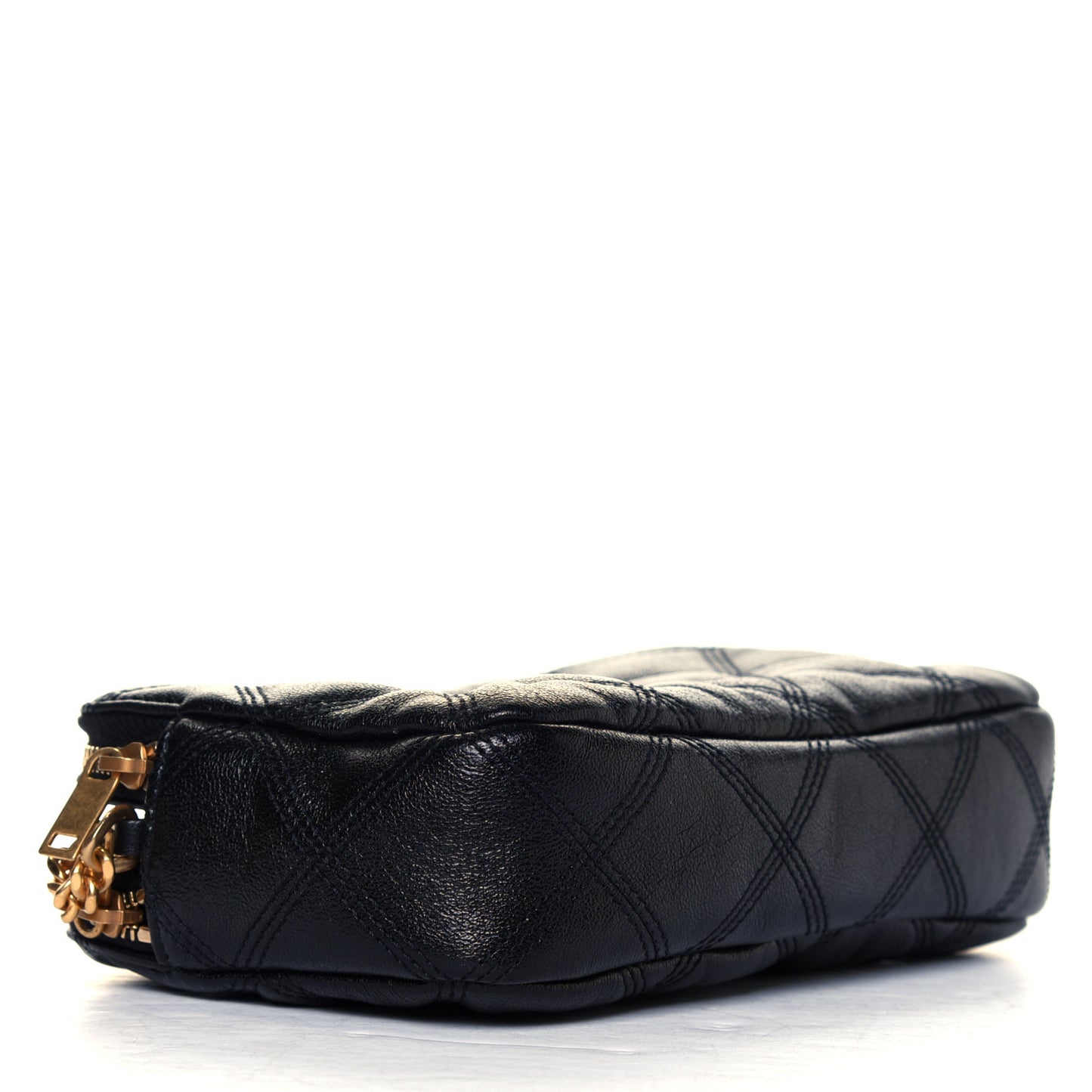 Grained Lambskin Quilted Mini Becky Double Zip Bag Black