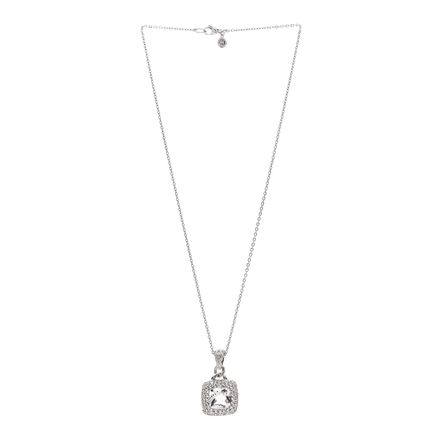Sterling Silver White Topaz Batu Klasik Pendant Necklace