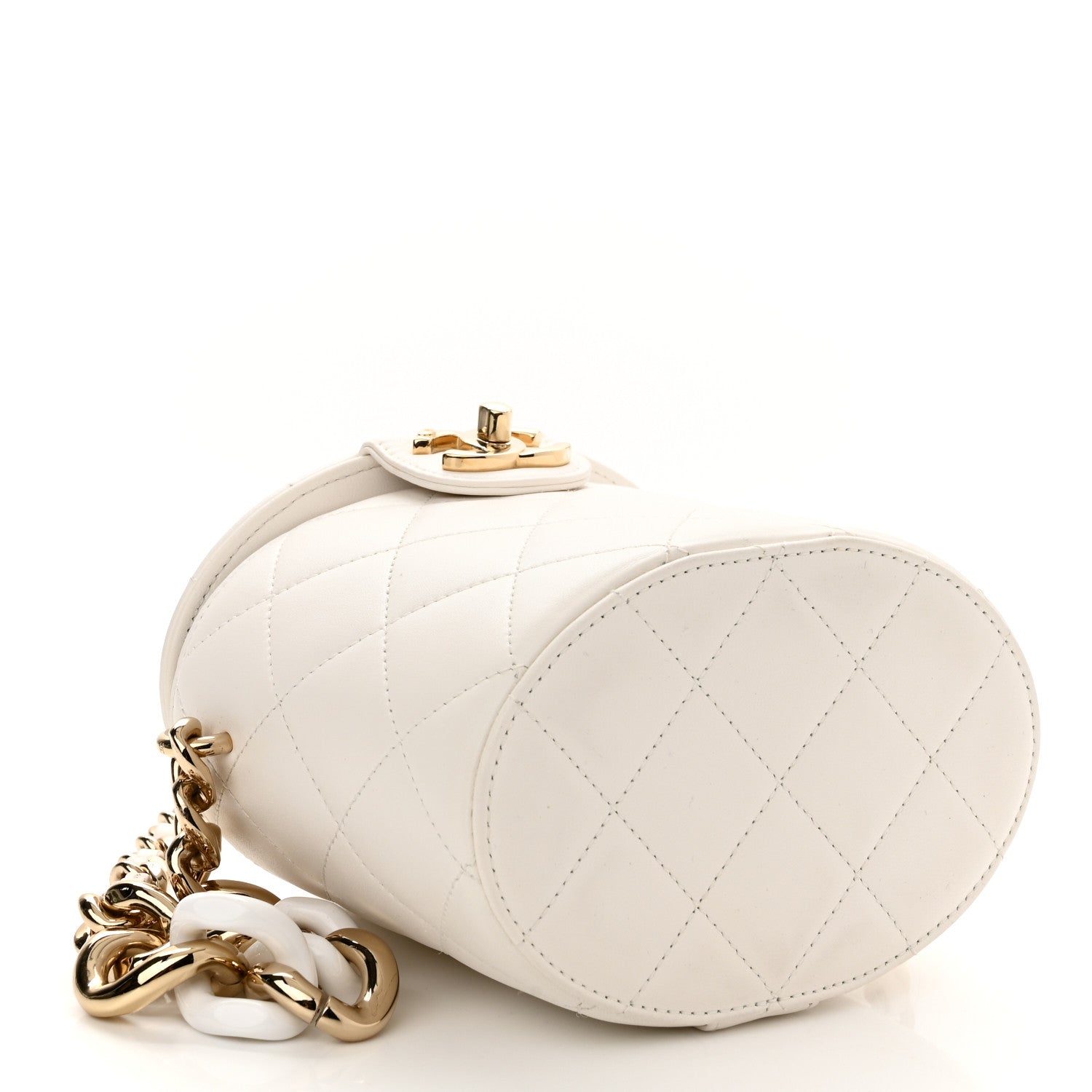 Chanel Lambskin Resin Elegant Chain Vanity Case White 5 of 11