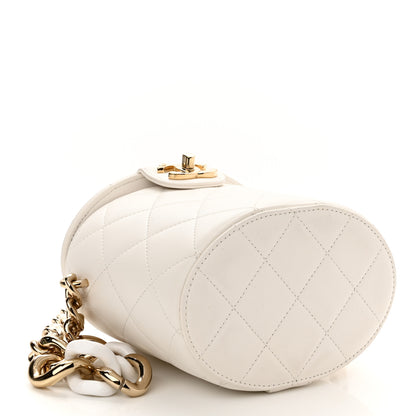 Chanel Lambskin Resin Elegant Chain Vanity Case White 5 of 11