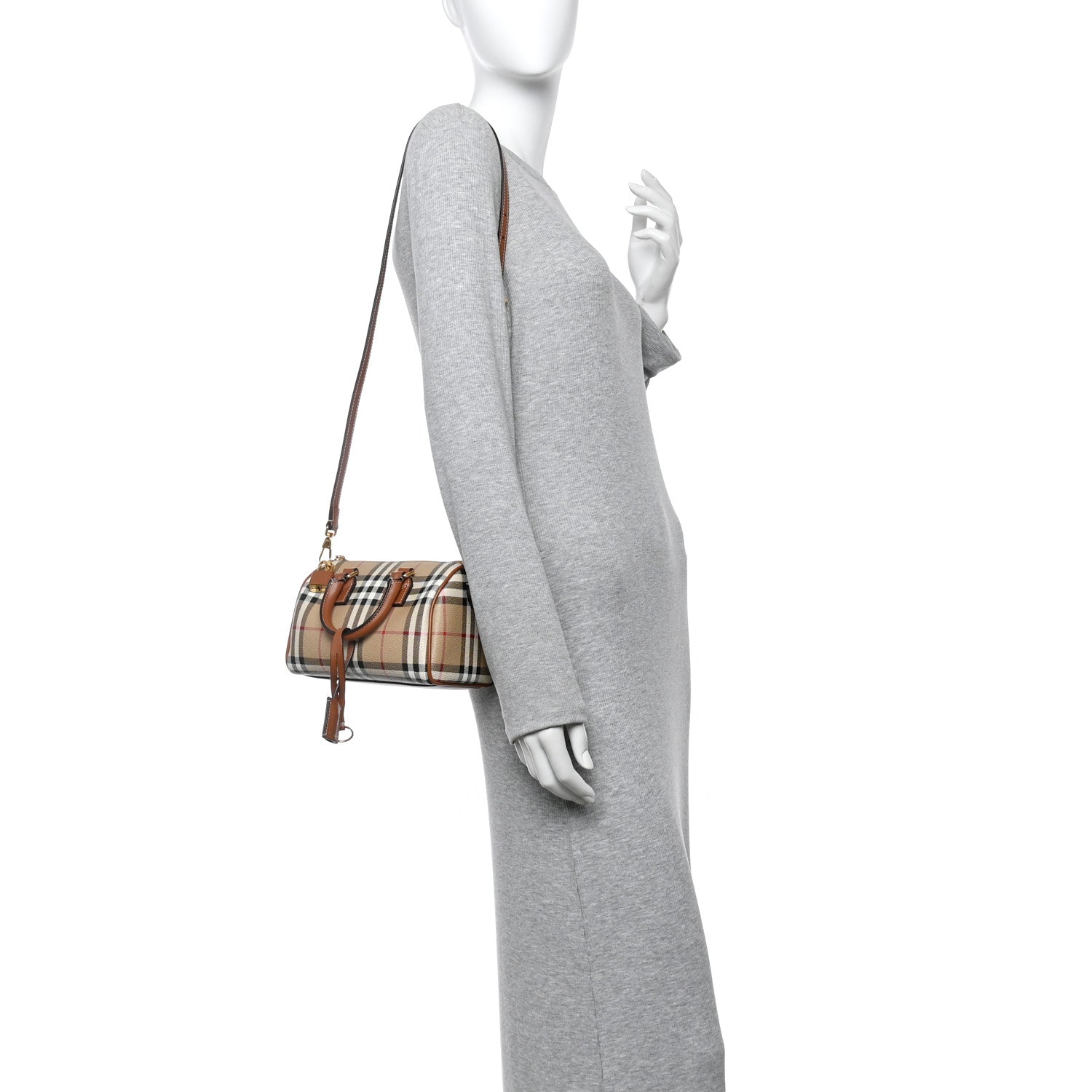 Burberry Vintage Check Mini Bowling Bag Briar Brown 2 of 9