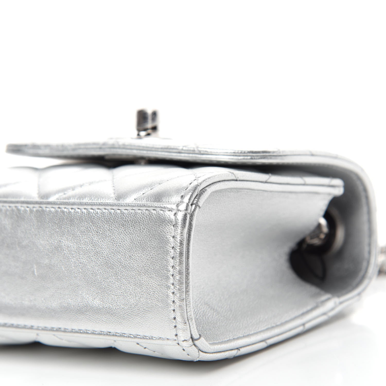 Chanel Metallic Lambskin Quilted Mini Trendy CC Chain Wallet Silver 7 of 10