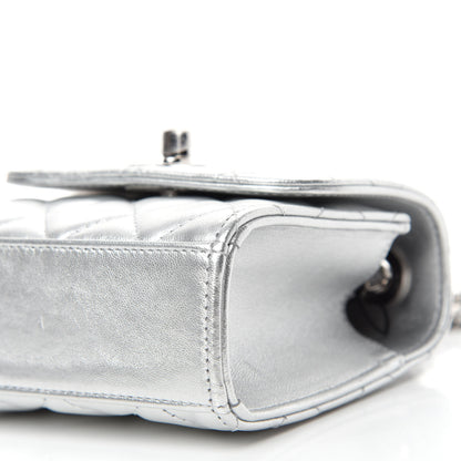 Chanel Metallic Lambskin Quilted Mini Trendy CC Chain Wallet Silver 7 of 10