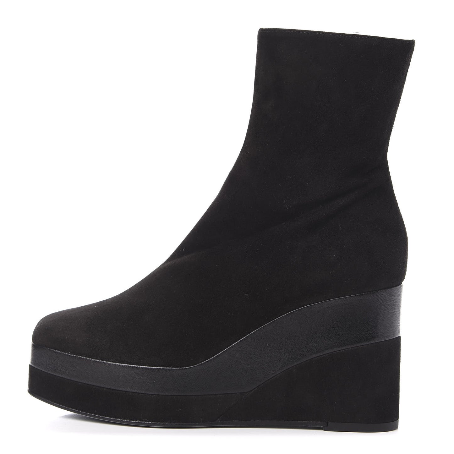 Suede Goatskin Womens Wedge Boot 39 Black