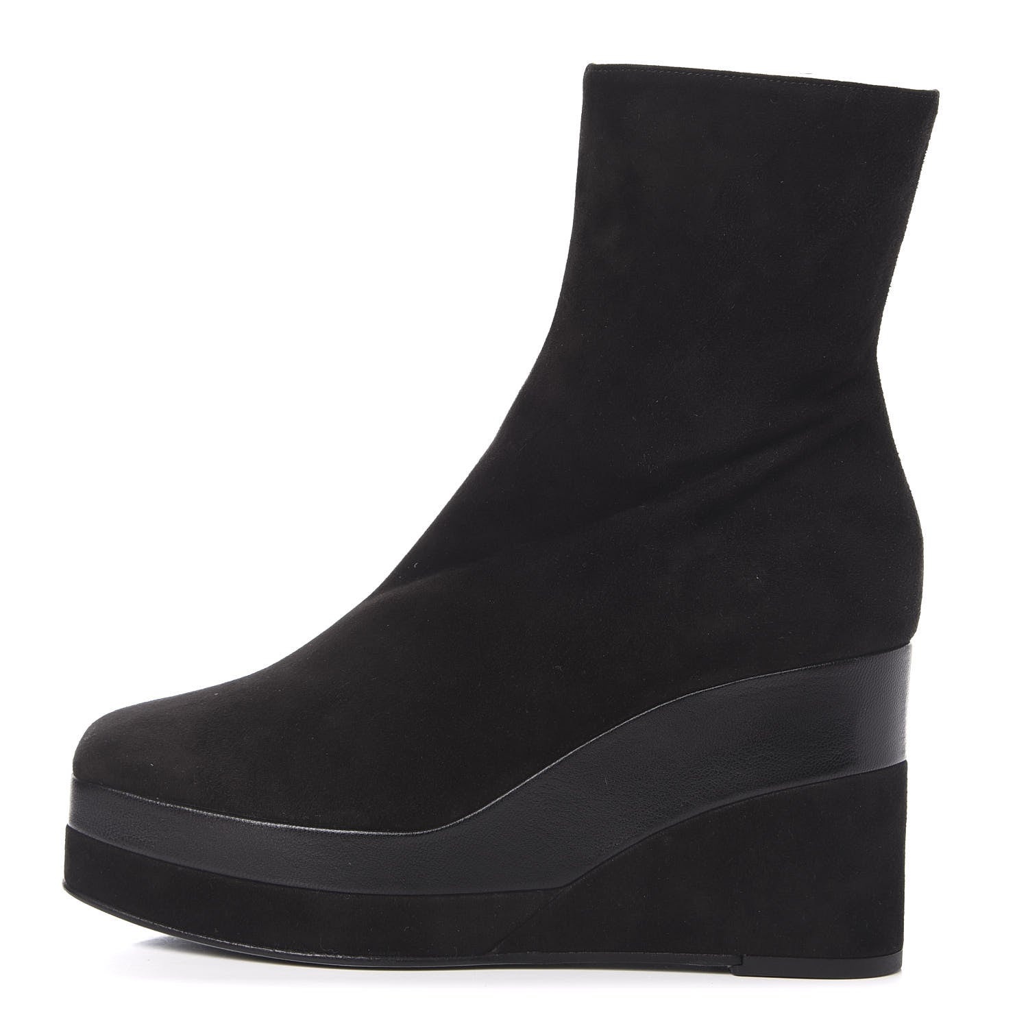 Hermes Suede Goatskin Womens Wedge Boot 39 Black 1 of 10
