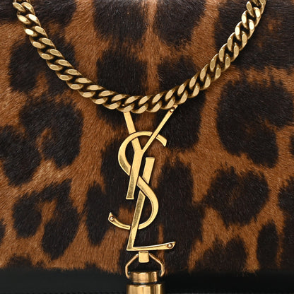 Saint Laurent Pony Hair Leopard Print Classic Monogram Kate Tassel Chain Wallet Black 7 of 10