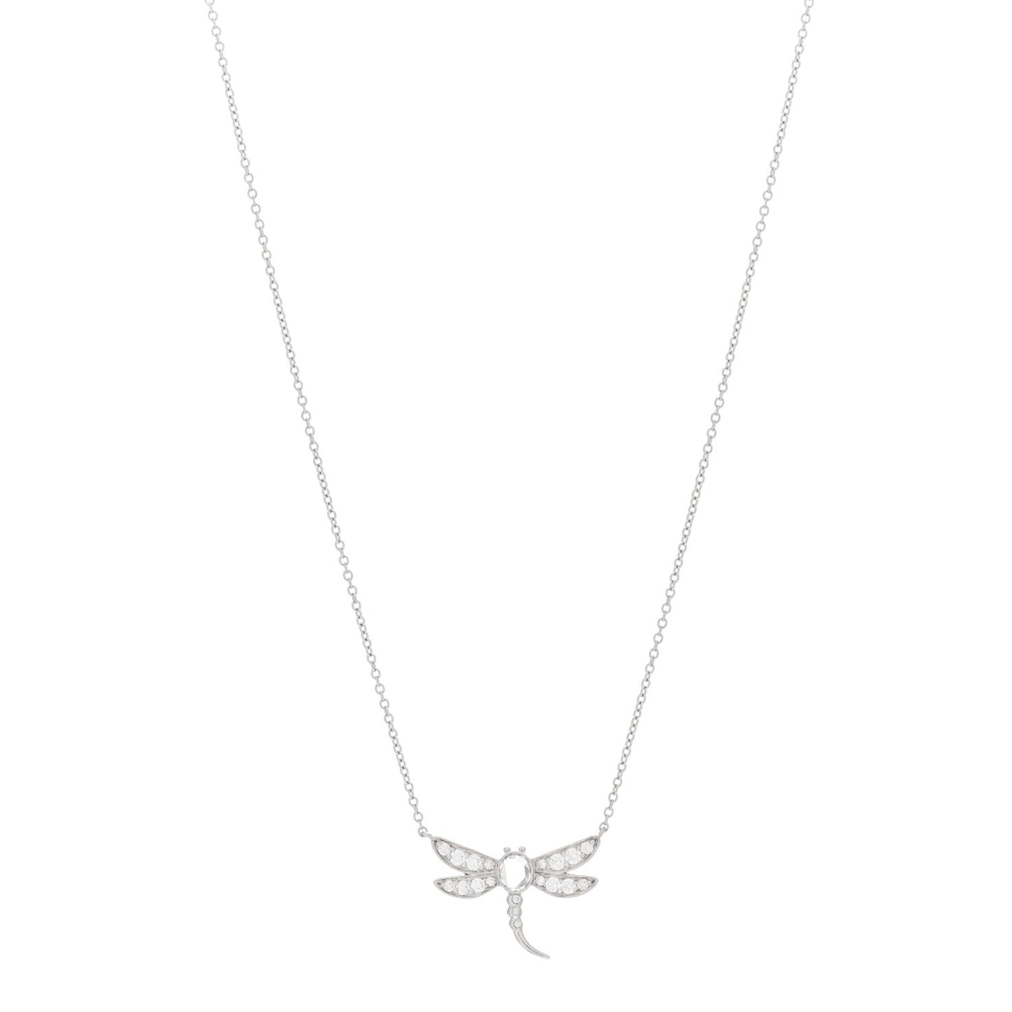 Platinum Diamond Enchant Dragonfly Pendant Necklace