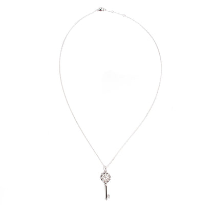 Tiffany 18K White Gold Diamond Floral Pendant Necklace 3 of 4